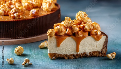 Cheesecake with caramel popcorn