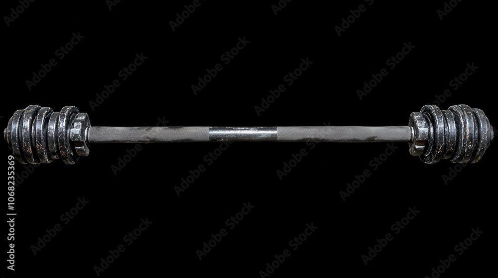 Dramatic Close-Up of Weight Bar with Plates