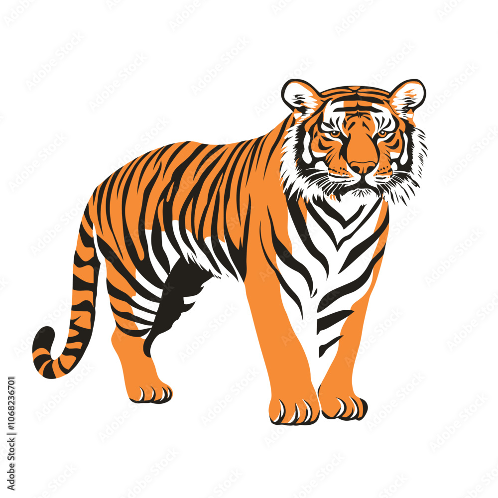 Obraz premium Tiger. Vector illustration. Isolated on a white background.