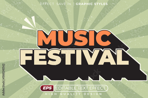 editable 3d text effect music festival