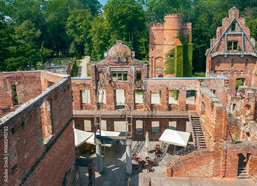 The well-preserved ruins of the palace in Żmigród. Poland