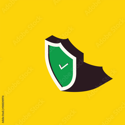 Green potection shield icon. Vector illustration