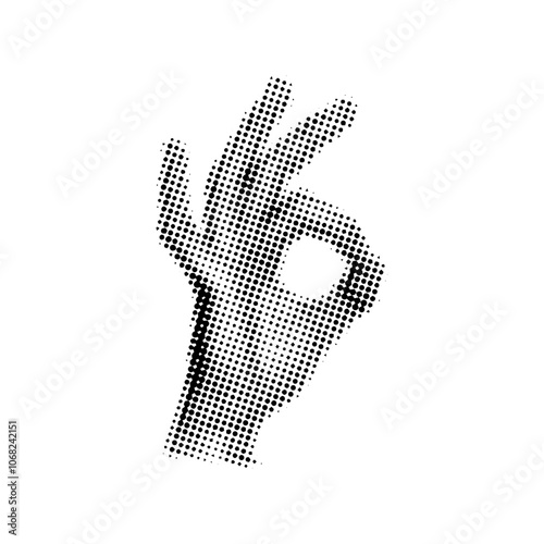 halftone effect hand vector for collage banner,cut out magazine style trendy modern collage element