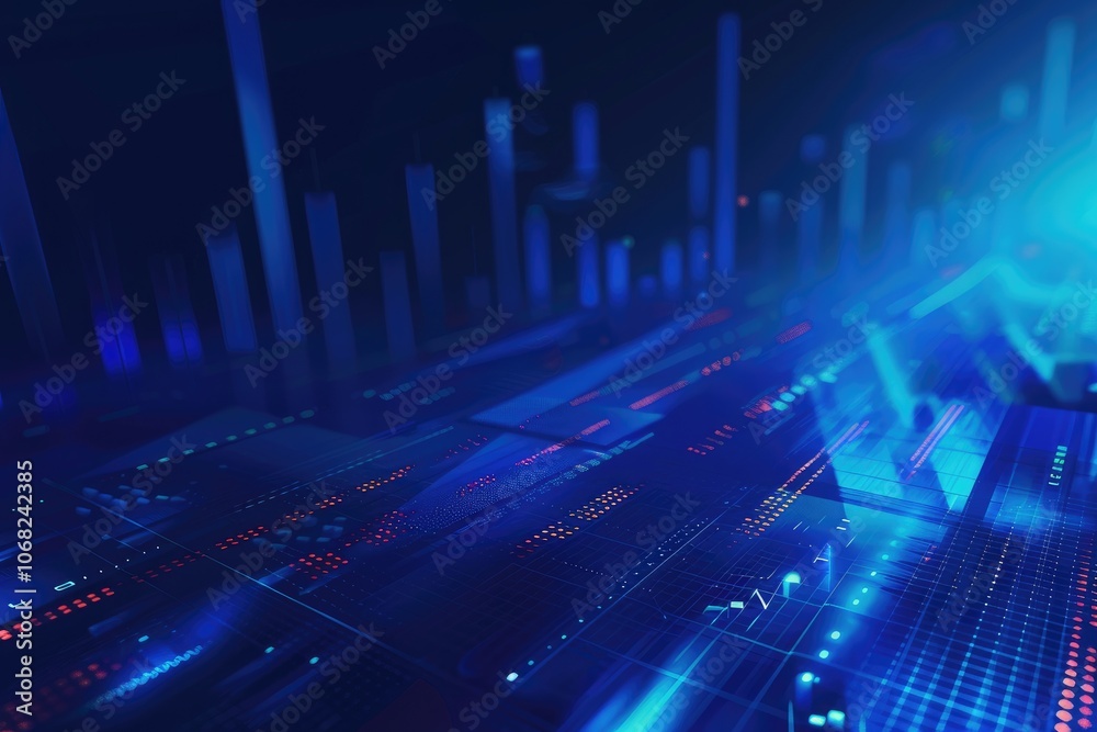 Abstract Blue and Red Digital Interface with Glowing Lines and Grid Pattern Abstract Blue and Red Digital Interface with Glowing Lines and Grid Pattern