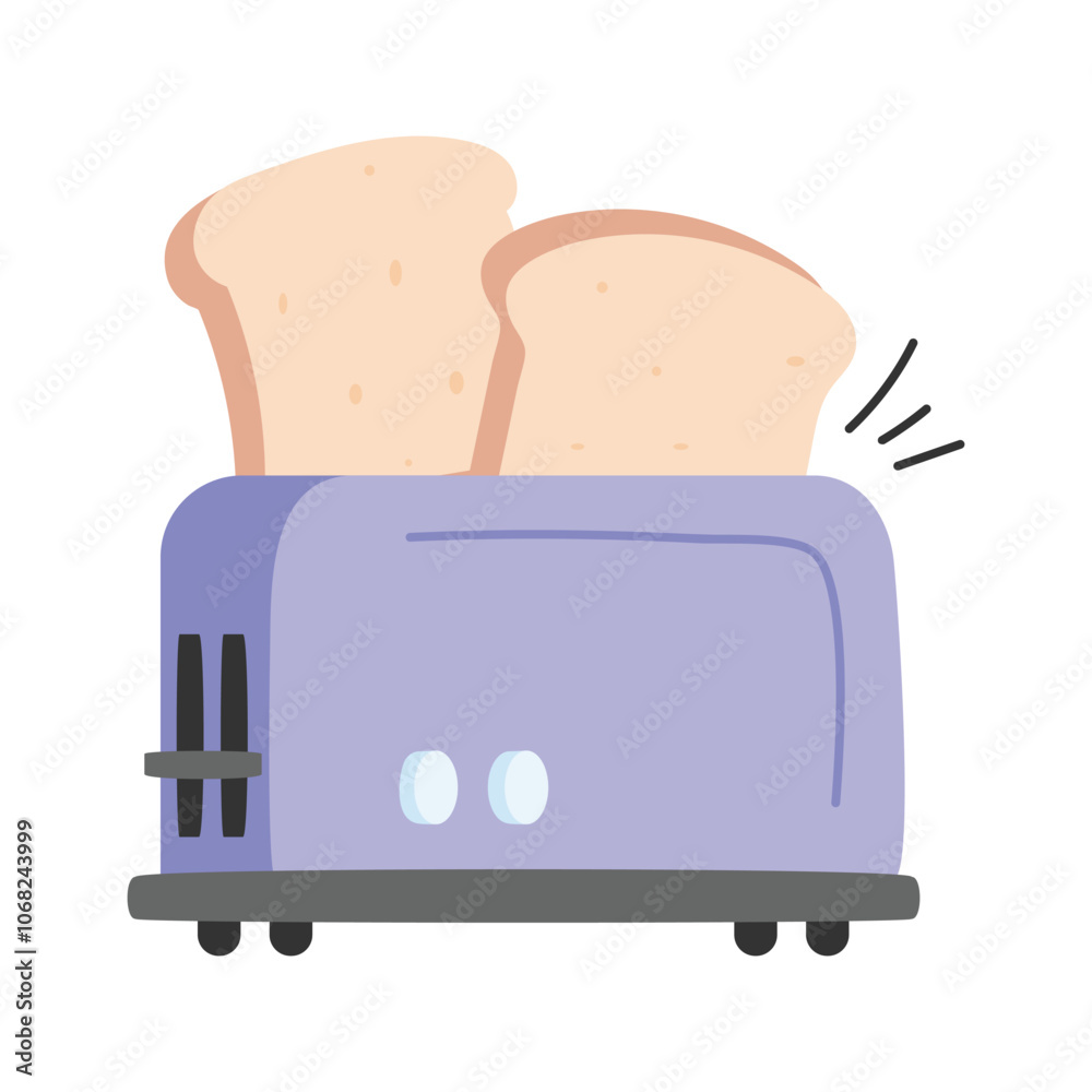 Bread with machine concept icon of toaster in modern style Bread with machine concept icon of toaster in modern style