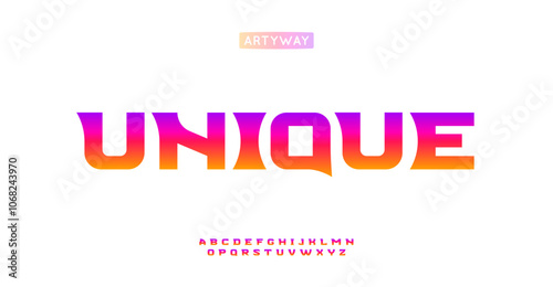 Custom vibrant alphabet, bold edged letters, colorful bespoke font for stylish logo, trendy headline, contemporary branding, youthful expressive typography, uniqe brand identity. Vector typeset