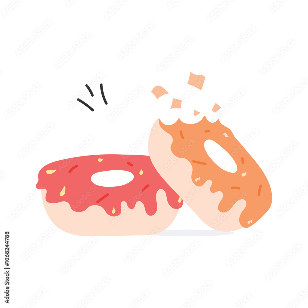 Vector of sweet donut with sprinkles, dessert, snack, bakery item Vector of sweet donut with sprinkles, dessert, snack, bakery item