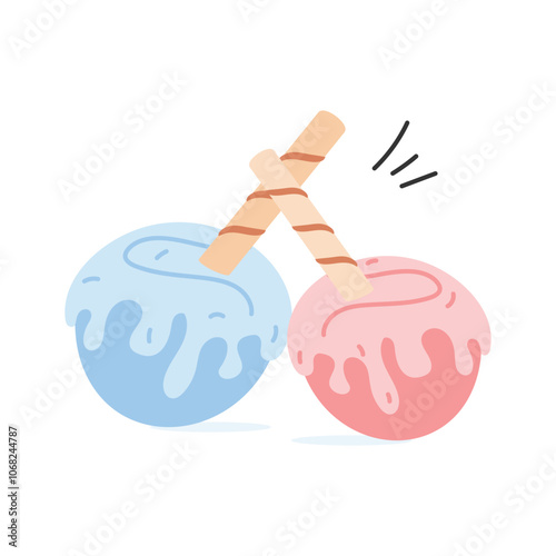 Here is hand drawn icon of takoyaki in modern style