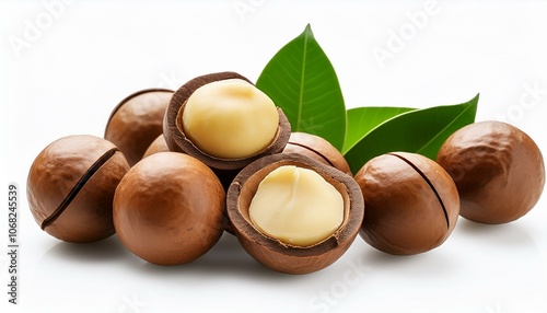 Macadamia Nuts isolate on White background