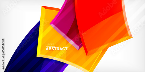 Round 3d shapes, plates background. Creative composition design template