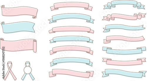 シンプルなりぼんフレームのベクター素材イラスト