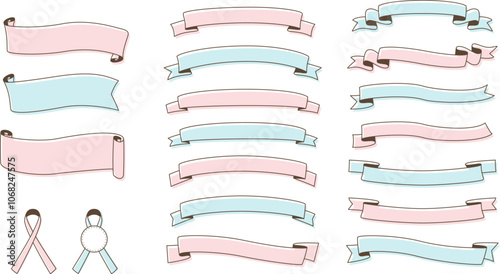 シンプルなりぼんフレームのベクター素材イラスト