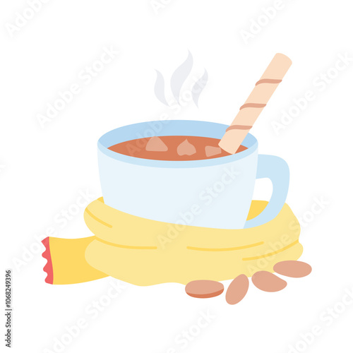 Warm cup of hot cocoa, ready to use icon