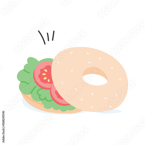 Sliced bagel, perfect for breakfast or snack with toppings