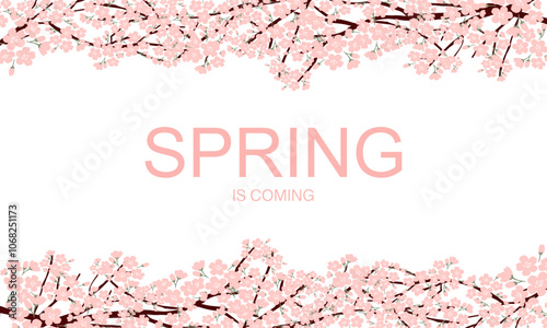 Hello spring banner. Trendy texture. Season vocation, weekend, holiday logo. Spring Time Wallpaper. Happy spring Day. Spring vector Lettering text. Fashionable styling. Flower vector.