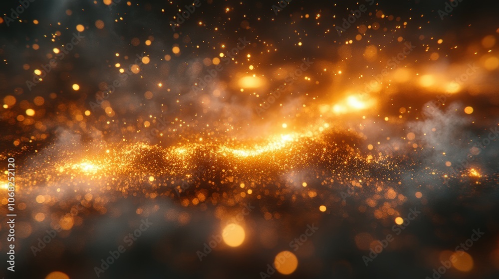 Abstract golden sparkling background with bright particles Abstract golden sparkling background with bright particles