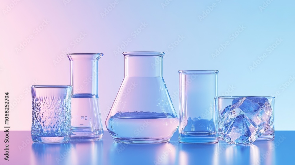 A set of realistic laboratory glassware, including beakers and test tubes, with a blue gradient background. These tools are used to study natural products and valuable materials, such as gemstones. A set of realistic laboratory glassware, including beakers and test tubes, with a blue gradient background. These tools are used to study natural products and valuable materials, such as gemstones.