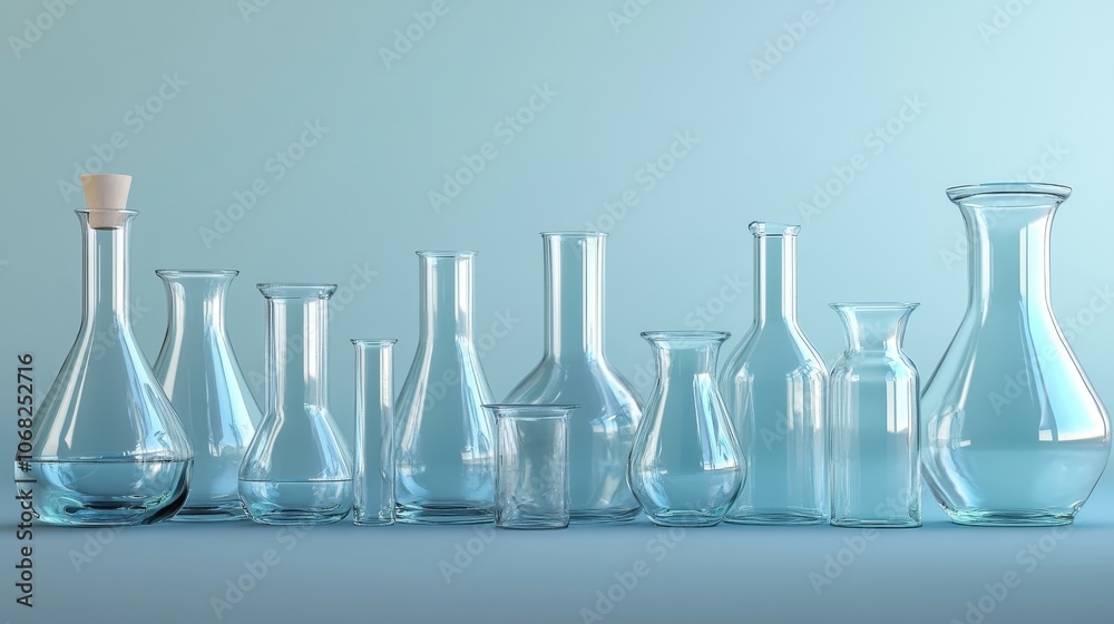 A set of realistic laboratory glassware, including beakers and test tubes, with a blue gradient background. These tools are used to study natural products and valuable materials, such as gemstones. A set of realistic laboratory glassware, including beakers and test tubes, with a blue gradient background. These tools are used to study natural products and valuable materials, such as gemstones.