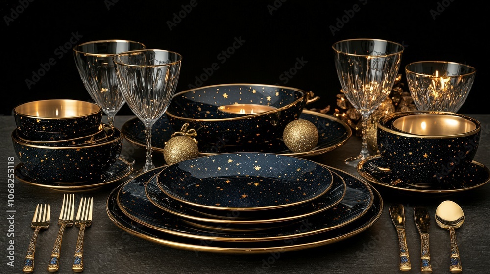 Elegant Table Setting with Starry Dinnerware Elegant Table Setting with Starry Dinnerware