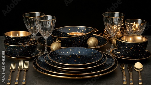 Elegant Table Setting with Starry Dinnerware