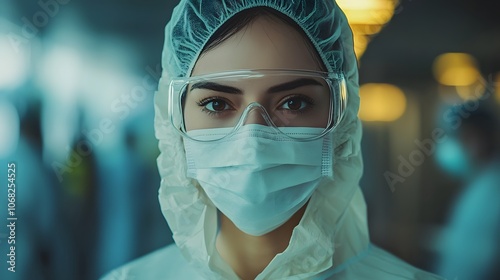 Woman in Protective Gear Looking at Camera.