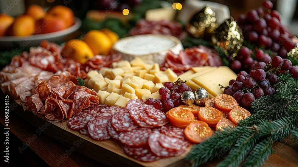Gourmet Charcuterie Board with Fruits and Cheeses Gourmet Charcuterie Board with Fruits and Cheeses