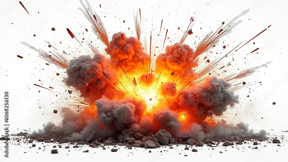 Realistic Nuclear Explosion, Detailed Mushroom Cloud on White Background, Isolated Atomic Blast Realistic Nuclear Explosion, Detailed Mushroom Cloud on White Background, Isolated Atomic Blast
