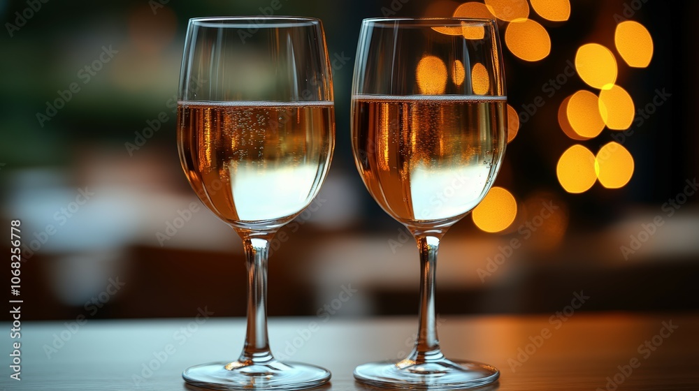 Elegant Wine Glasses with Bokeh Background Elegant Wine Glasses with Bokeh Background