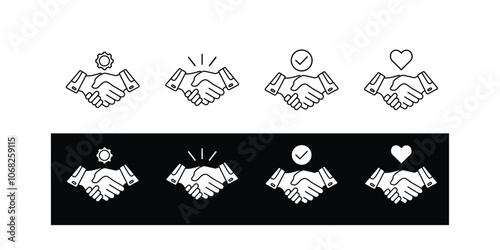 Handshake icons. symbols for a cordial handshake and business deal. partnership agreement icon for websites