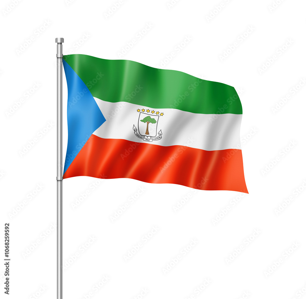 Equatorial Guinea flag isolated on white Equatorial Guinea flag isolated on white