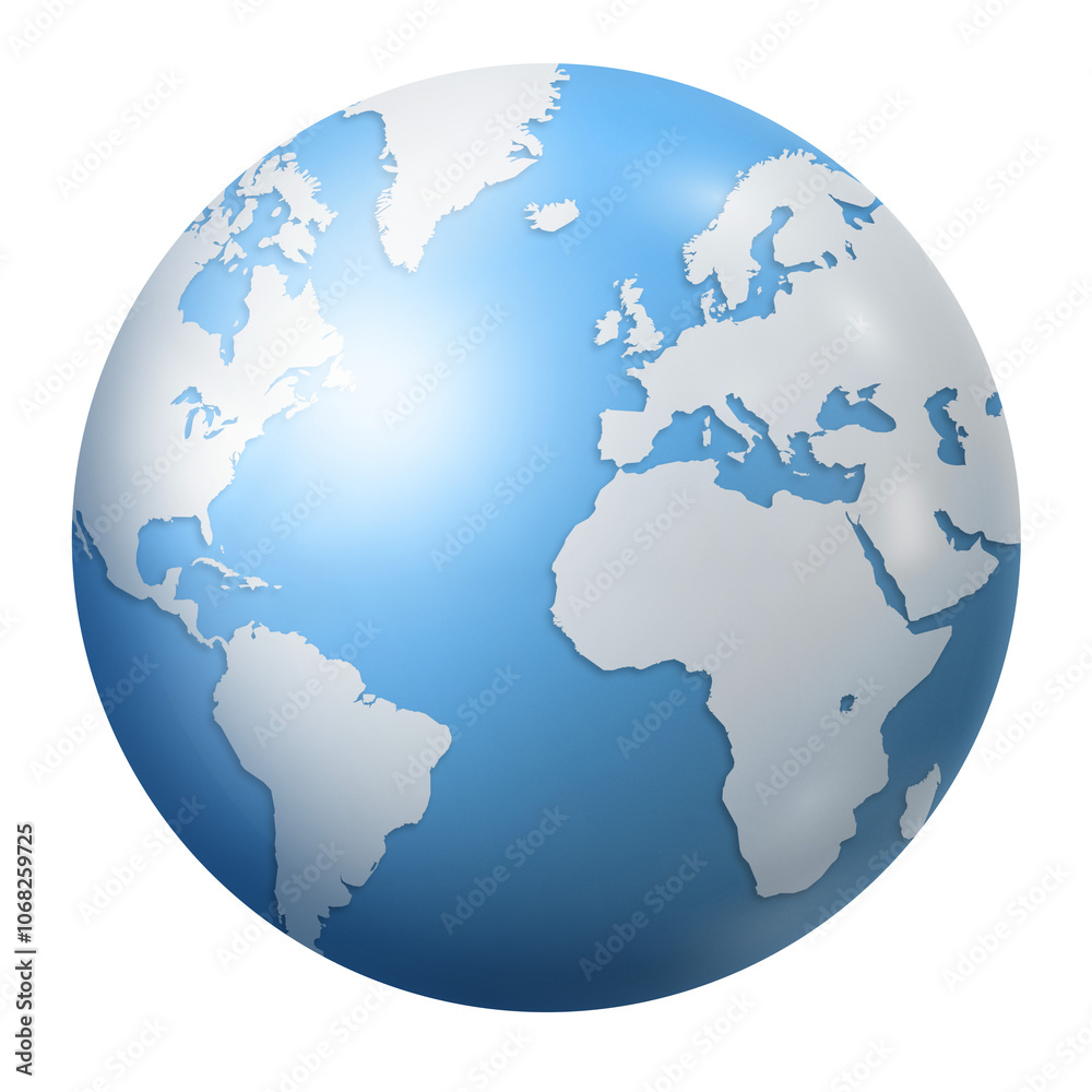 Blue earth globe isolated on transparent background Blue earth globe isolated on transparent background