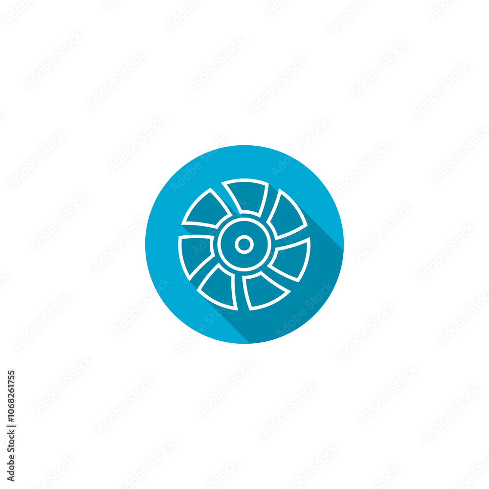 Computer cooler blue flat design long shadow glyph icon isolated on transparent background Computer cooler blue flat design long shadow glyph icon isolated on transparent background