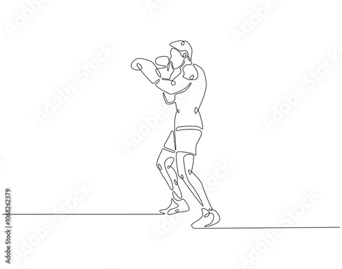 Continuous one line drawing of boxers. One line drawing illustration of boxing athlete. Sports, workout concept single line. Editable outline