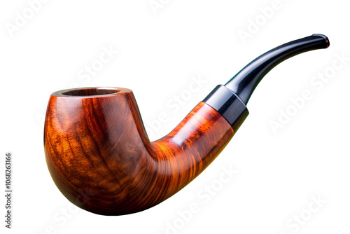 The pipe can symbolize the companion of a heavy smoker, beloved and often used. Isolated on white background photo