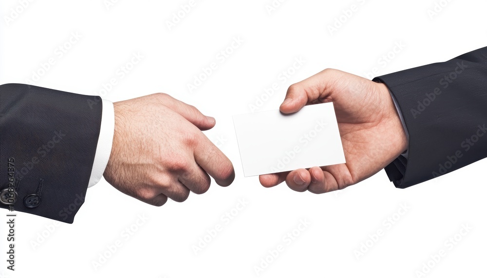 a business card exchange between two professionals, networking and connection-building, isolated on white background a business card exchange between two professionals, networking and connection-building, isolated on white background