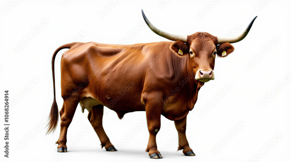 Cow Portrait on White Background - High-Quality Stock Image for Dairy and Livestock Themes Cow Portrait on White Background - High-Quality Stock Image for Dairy and Livestock Themes