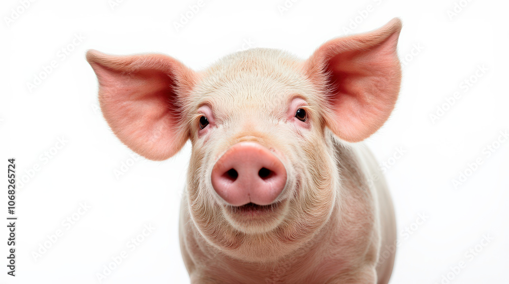Adorable Piglet Portrait on White Background – High-Quality Stock Photo of Happy, Pink Pig Adorable Piglet Portrait on White Background – High-Quality Stock Photo of Happy, Pink Pig