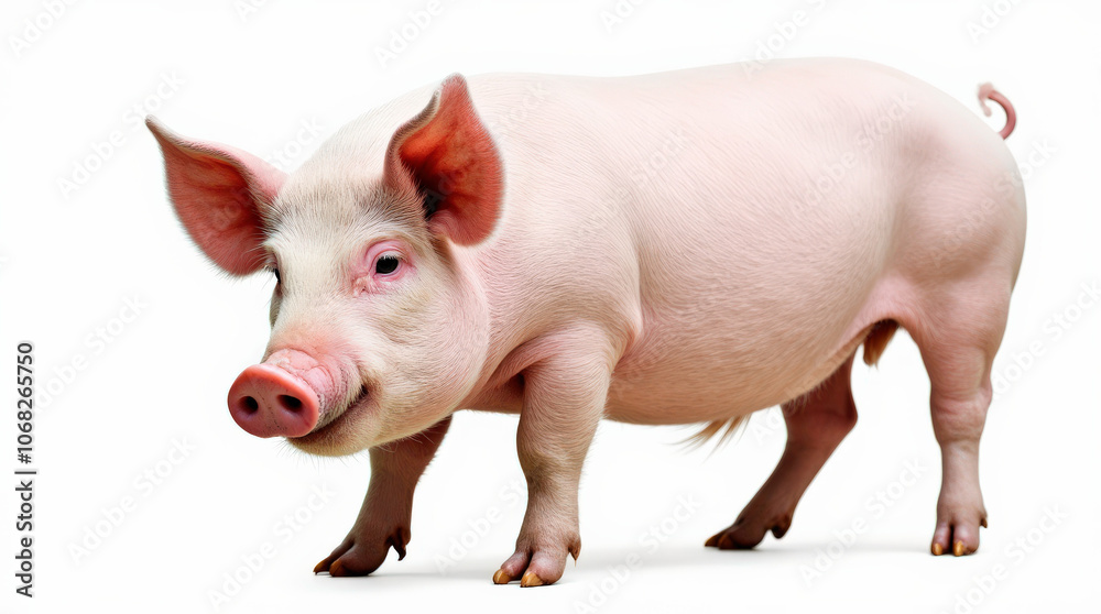 Adorable Piglet Portrait on White Background – High-Quality Stock Photo of Happy, Pink Pig Adorable Piglet Portrait on White Background – High-Quality Stock Photo of Happy, Pink Pig