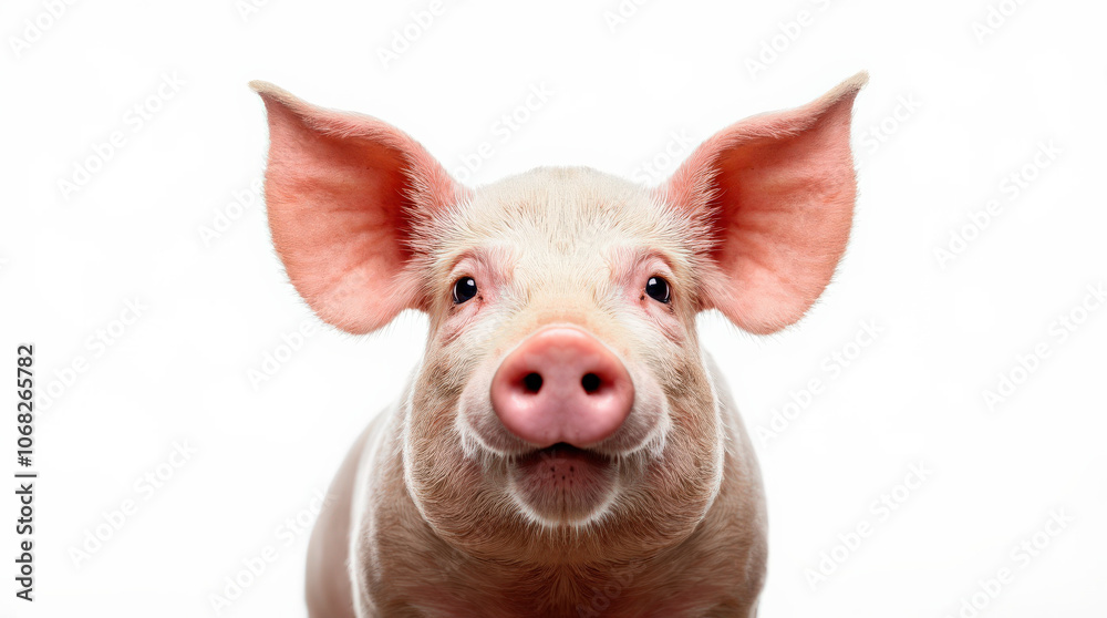 Adorable Piglet Portrait on White Background – High-Quality Stock Photo of Happy, Pink Pig Adorable Piglet Portrait on White Background – High-Quality Stock Photo of Happy, Pink Pig