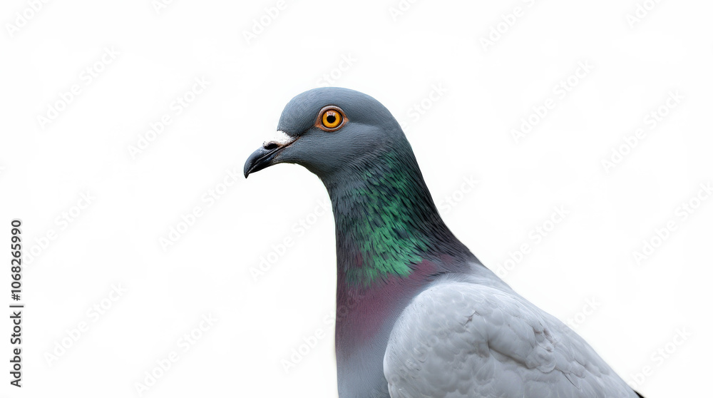 Pigeon Portrait on White Background - High-Quality Stock Image of City and Racing Pigeons Pigeon Portrait on White Background - High-Quality Stock Image of City and Racing Pigeons