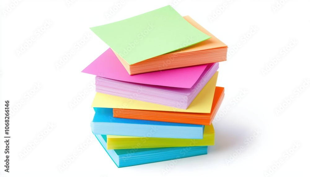 a stack of colorful sticky notes, business reminders and organization, neat arrangement, isolated on white background a stack of colorful sticky notes, business reminders and organization, neat arrangement, isolated on white background