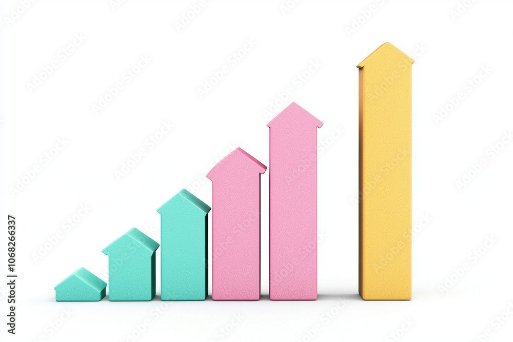 a bar chart with rising data points, business growth and progress, financial success concept, isolated on white background a bar chart with rising data points, business growth and progress, financial success concept, isolated on white background