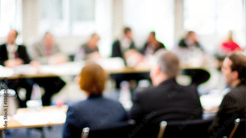 Annual General Meeting Blur - Blurred view of an AGM with company representatives.
