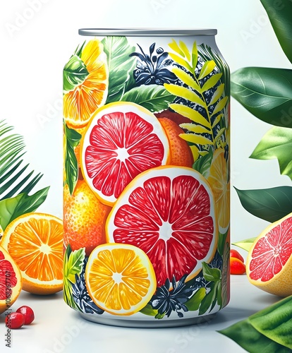 Vibrant Orange Soda Can With Water Droplets on Display