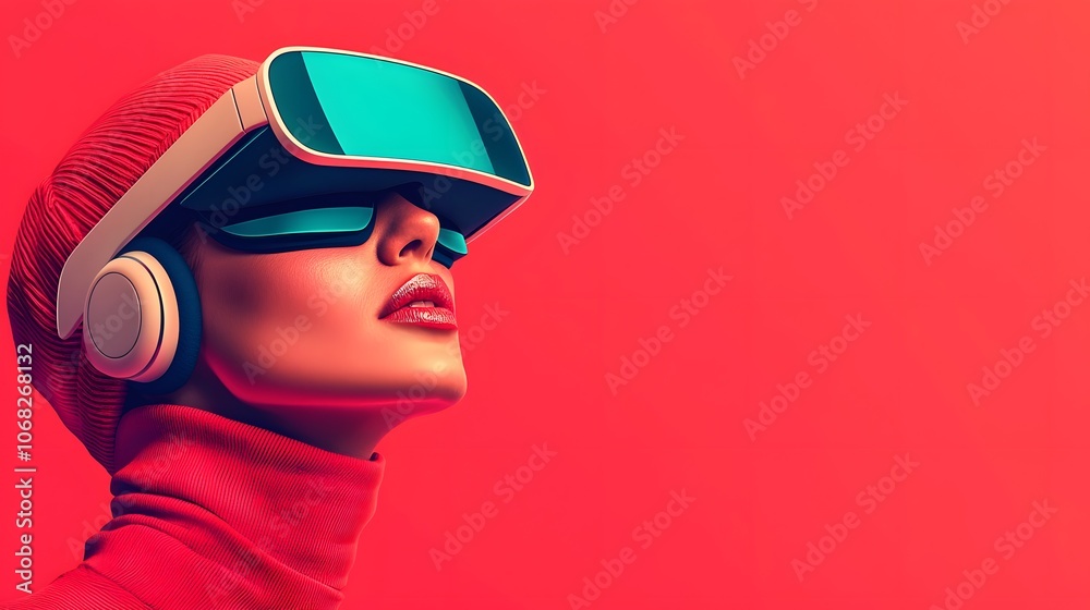 Exploring New Realities: A Woman Engaged in Immersive Virtual Experiences with Modern Technology. Women In Tech Concept