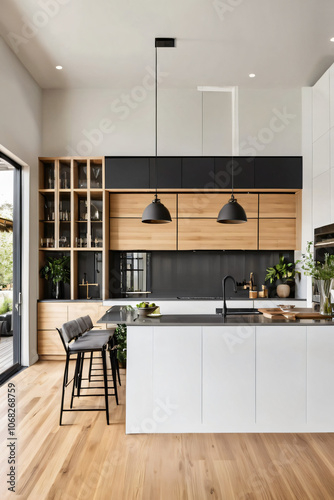 modern kitchen interior with kitchen