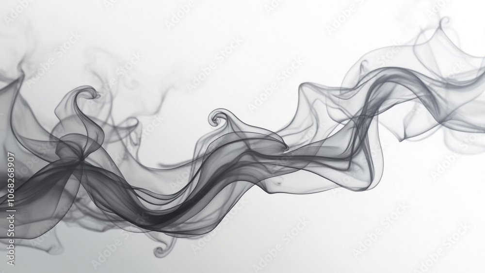 Abstract Gradient Smoke Waves on White Background, Soft Flowing Organic Lines for Calm Atmosphere Abstract Gradient Smoke Waves on White Background, Soft Flowing Organic Lines for Calm Atmosphere