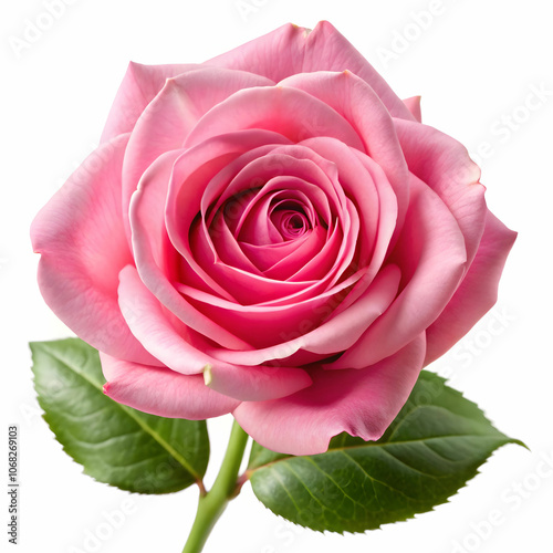 A delicate pink rose flower displayed against a white background