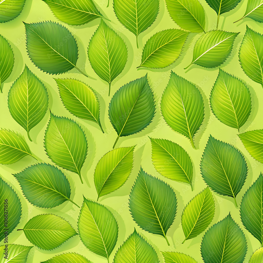 Obraz premium leaf pattern on green backdrop fresh springtime
