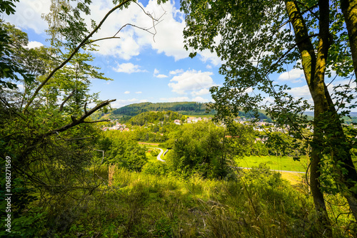 View of Berringhausen near Burscheid and the surrounding green nature. Landscape in the Bergisches Land.
 photo